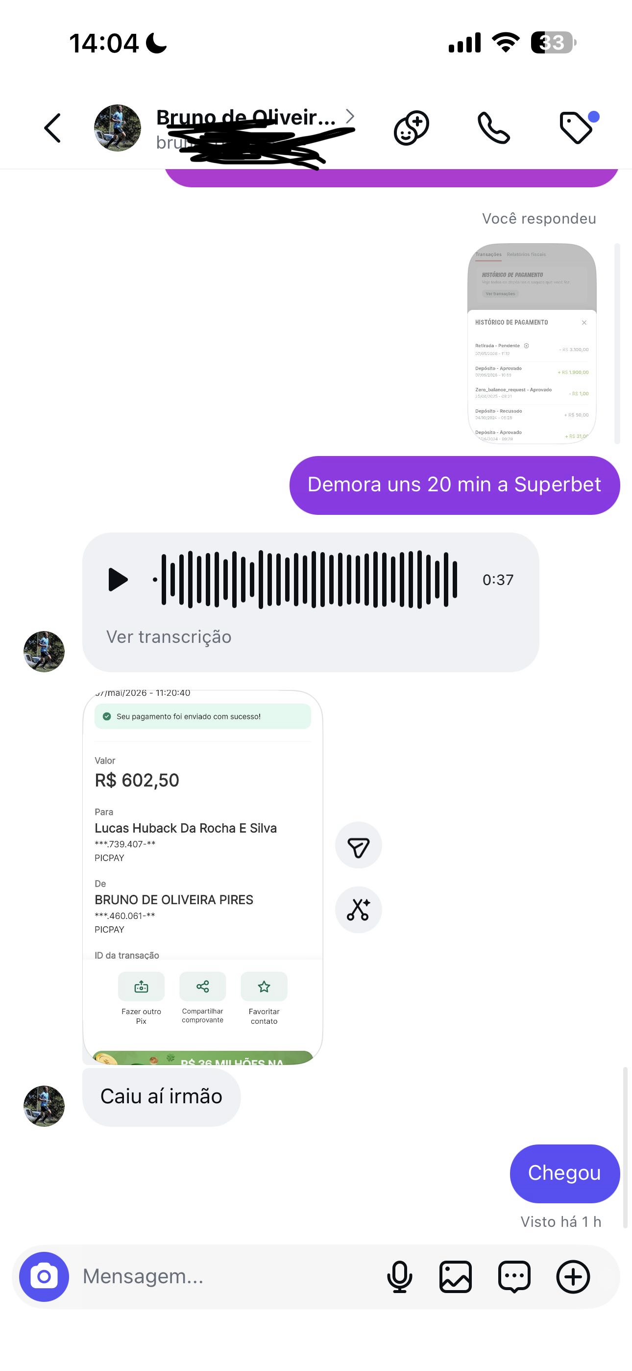 Presente comprado com lucro